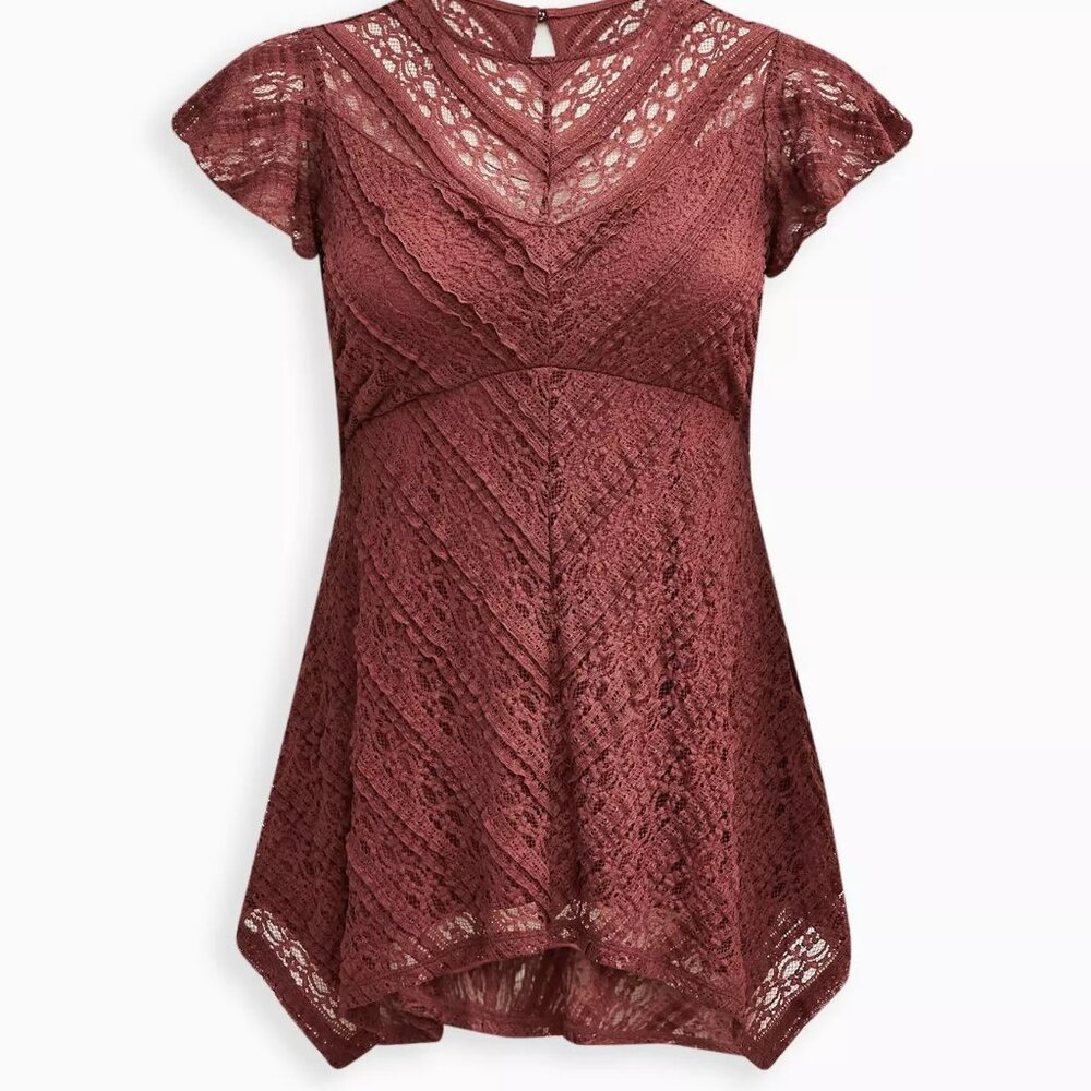 Torrid Elegant Lace Women Top in Mauve 14/16